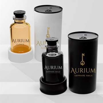 Aurium Couple Combo perfume gift set featuring Floreo and Sapphire Sails fragrances, combining floral and woody scent characters for a versatile pairing