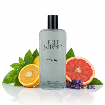 Fleet Street Vintage men's perfume opening with basil leaf and fruity notes, followed by a warm and woody fragrance character