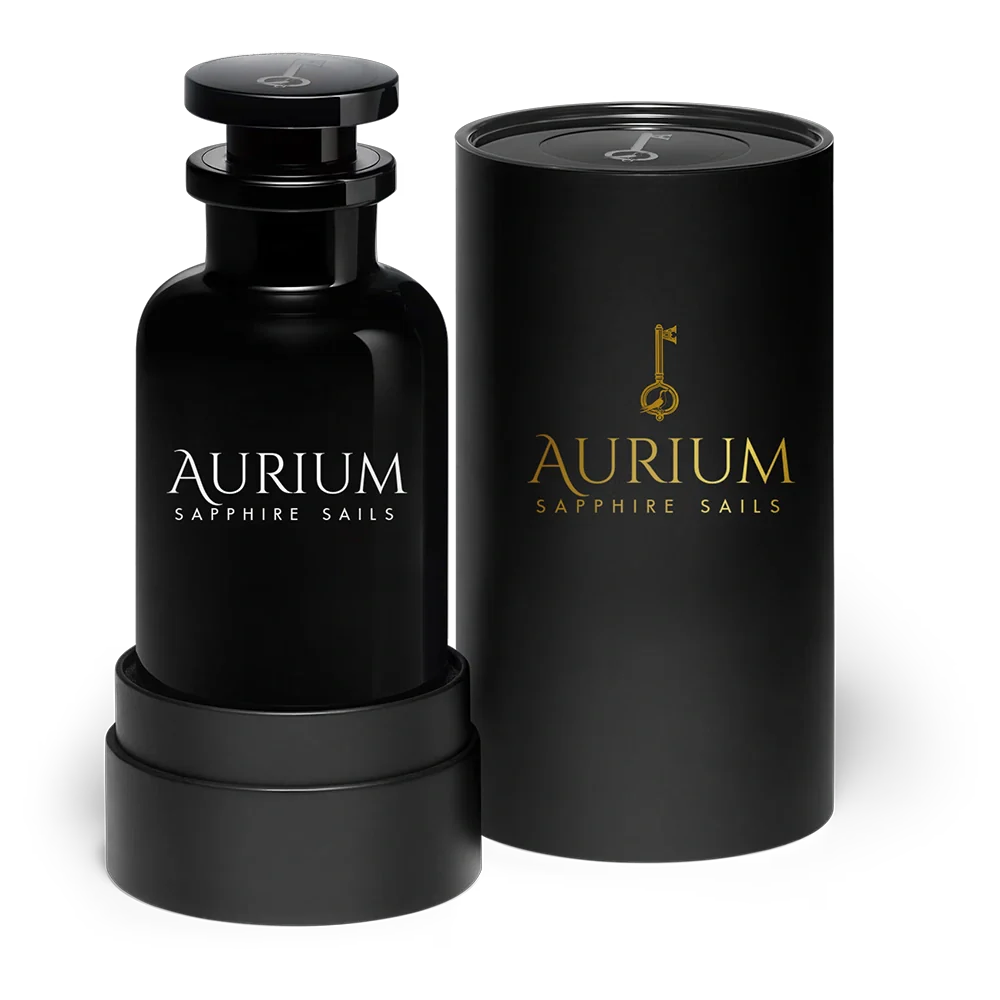 Black Aurium Sapphire Sails perfume bottle and packaging 