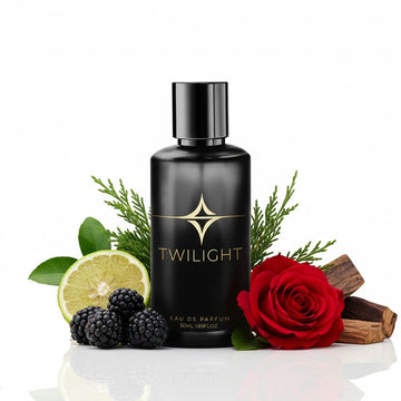 Twilight men's fragrance with fruity notes blended with warm woods, creating a refined and masculine scent