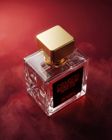 Red Perfume bottle with gold cap