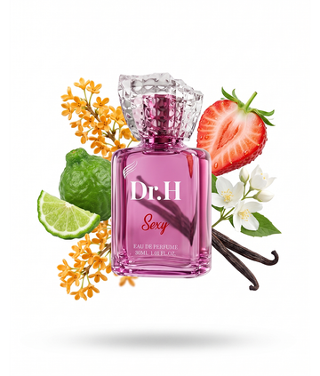Dr. H Sexy women's Eau de Parfum with a sensual blend of fruity and floral character, created for a warm and feminine scent